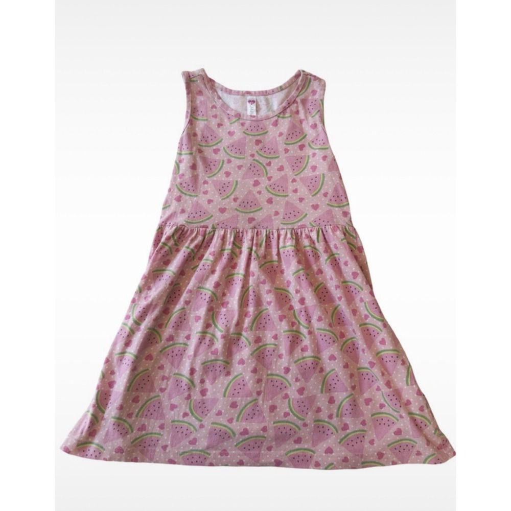 Girls Watermelon Dress Miss Pink Size 7 Youth Summer Trendy Playful Kids Outfit